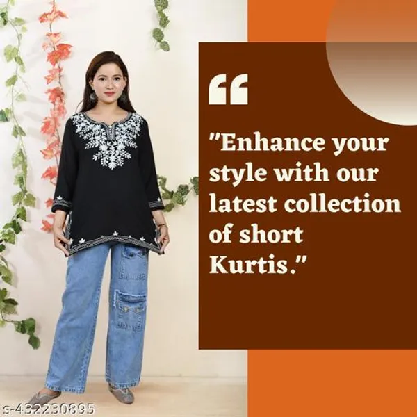 Black_Floral_Embroidered_Straight_Rayon_Short_Kurti_For_Women