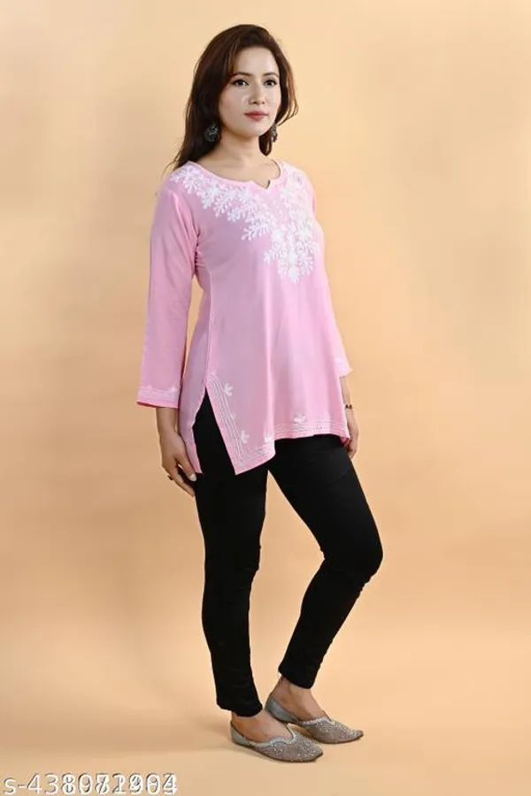 Green_&_Pink_Floral_Embroidered_Regular_Straight_Rayon_Three_Quarter_Sleeves_Short_Kurti_For_Women_(Pack_Of_2)
