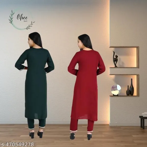 Multicolor_Stylish_Embroidered_Straight_Rayon_Three_Quarter_Sleeves_Short_Kurti_For_Women_(Pack_Of_2)