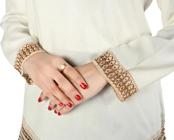 Beige_Viscose_Rayon_Embellished_Full_Sleeve_Kurti_For_Women