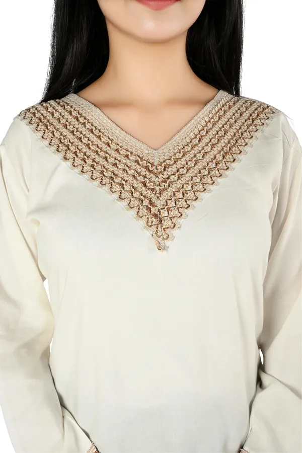 Beige_Viscose_Rayon_Embellished_Full_Sleeve_Kurti_For_Women