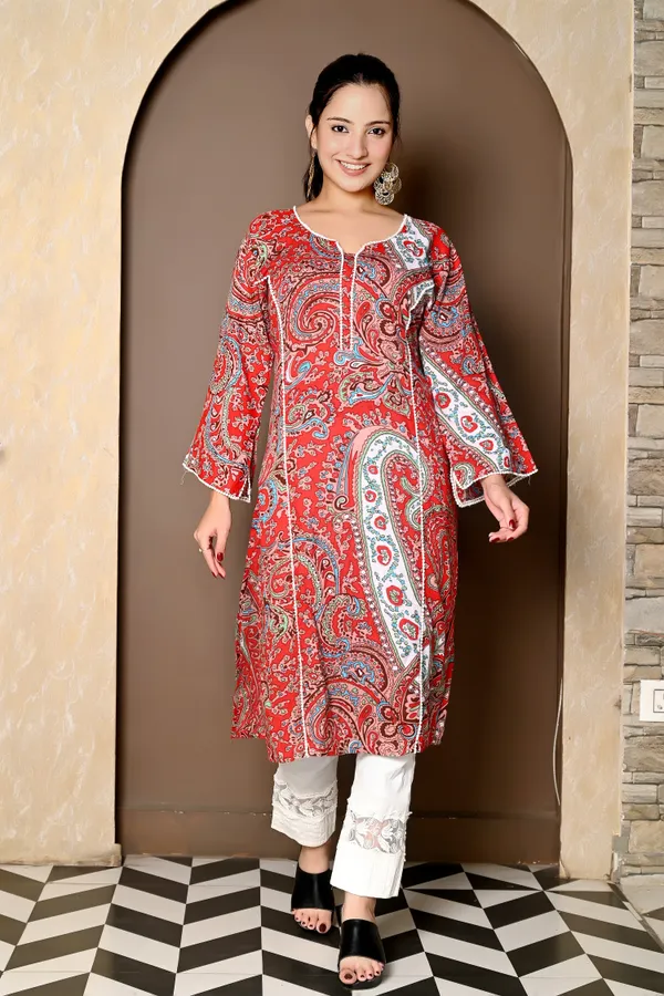 Red_Cotton_Blend_Printed_Full_Sleeve_Kurti_For_Women