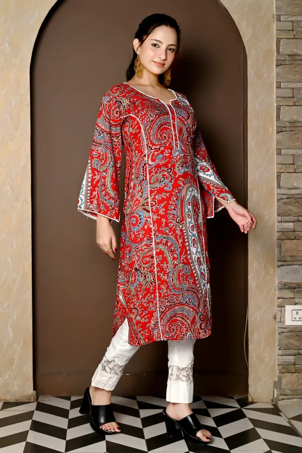 Red_Cotton_Blend_Printed_Full_Sleeve_Kurti_For_Women