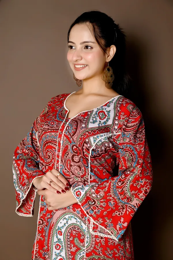 Red_Cotton_Blend_Printed_Full_Sleeve_Kurti_For_Women