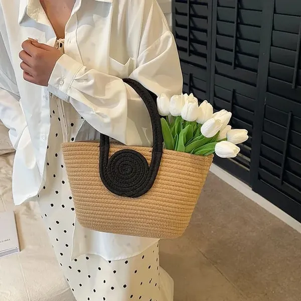Beige_Black_Handle_Classic_Carry_Handheld_Bag_(Small)