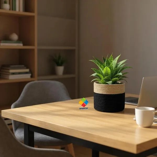 Beige_Black_Two-Tone_Ceramic_Plant_Pot,_20_Cm_X_20_Cm,_Modern_Textured_Design_For_Indoor_Plants