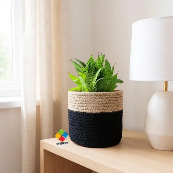 Beige_Black_Two-Tone_Ceramic_Plant_Pot,_20_Cm_X_20_Cm,_Modern_Textured_Design_For_Indoor_Plants