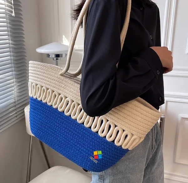 Beige_&_Blue_Cotton_Rope_Tote_Shoulder_Handbag_For_Women