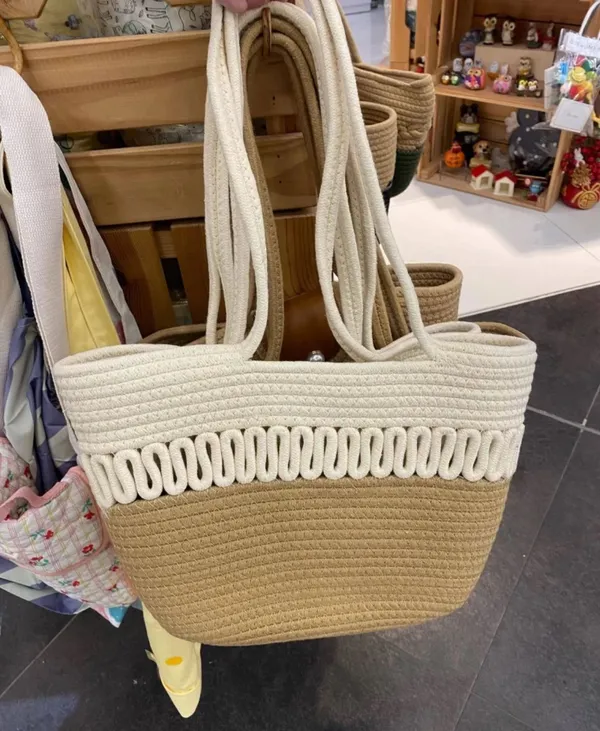 Beige_&_White_Cotton_Rope_Tote_Shoulder_Handbag_For_Women