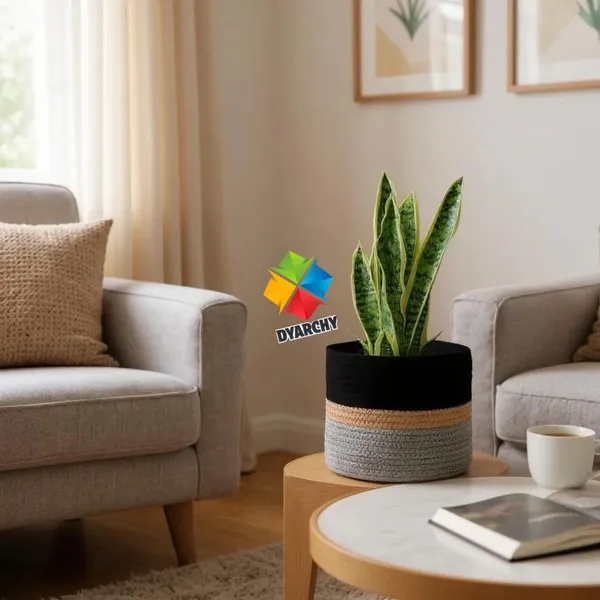 Black_Beige_Grey_Two-Tone_Ceramic_Plant_Pot,_20_Cm_X_20_Cm,_Modern_Textured_Design_For_Indoor_Plants