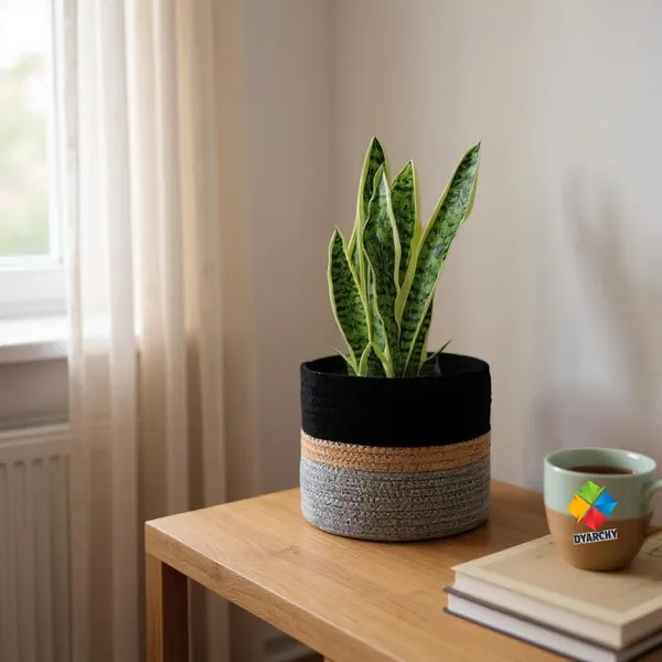 Black_Beige_Grey_Two-Tone_Ceramic_Plant_Pot,_20_Cm_X_20_Cm,_Modern_Textured_Design_For_Indoor_Plants