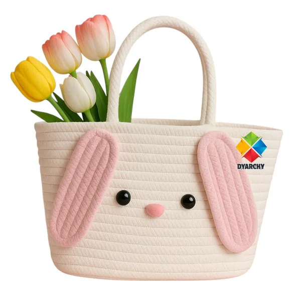 Pink_&_White_Floppy_Ears_Handwoven_Basket_Large_Handheld_Bag