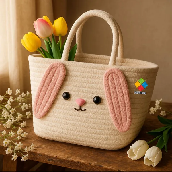 Pink_&_White_Floppy_Ears_Handwoven_Basket_Large_Handheld_Bag