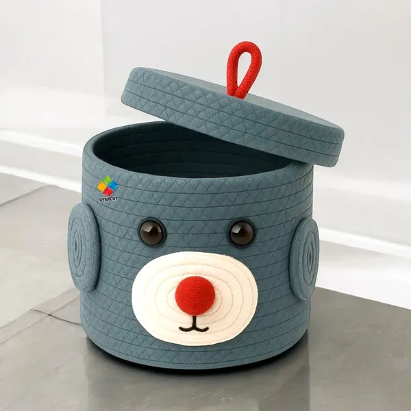 Grey_Cute_Animal_Face_Cotton_Rope_Storage_Basket_with_Lid__8x5_Inch