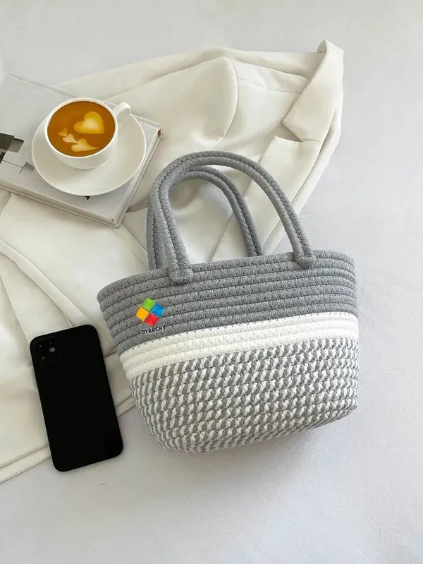 Grey_Elegance_Woven_Duo_Tone_Handheld_Bag_With_Zip_(Small)