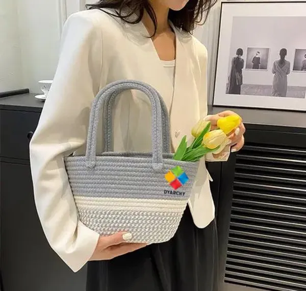Grey_Elegance_Woven_Duo_Tone_Handheld_Bag_With_Zip_(Small)