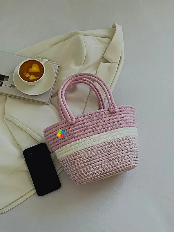 Pink_Elegance_Woven_Duo_Tone_Handheld_Bag_With_Zip_(Small)