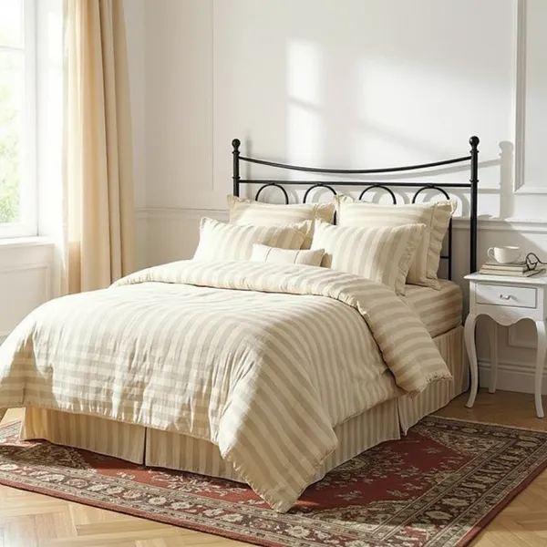 Premium_Satin_Striped_Queen_Size_Bedding_Set__Comforter,_Bedsheet_&_Pillow_Covers_(CREAM)