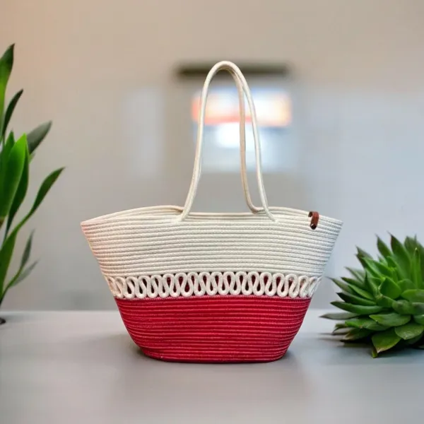 Red_&_White_Cotton_Rope_Tote_Shoulder_Handbag_For_Women