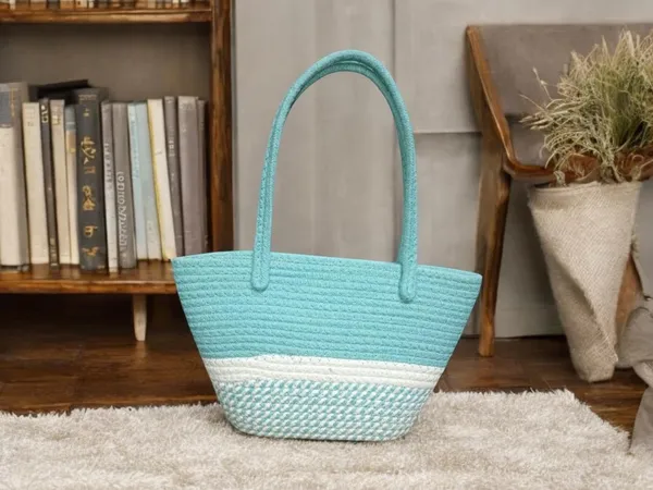 Turquoise_Elegance_Woven_Duo_Tone_Handheld_Bag_With_Zip(Small)