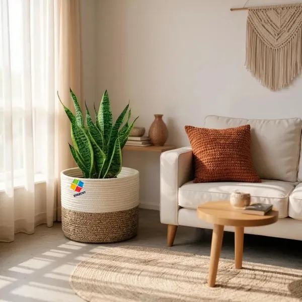 White_Beige_Two-Tone_Ceramic_Plant_Pot,_20_Cm_X_20_Cm,_Modern_Textured_Design_For_Indoor_Plants