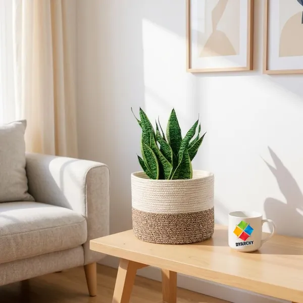 White_Beige_Two-Tone_Ceramic_Plant_Pot,_20_Cm_X_20_Cm,_Modern_Textured_Design_For_Indoor_Plants