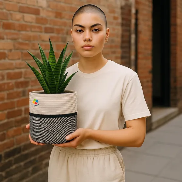 White_Black_Multi_Two-Tone_Ceramic_Plant_Pot,_20_Cm_X_20_Cm,_Modern_Textured_Design_For_Indoor_Plants