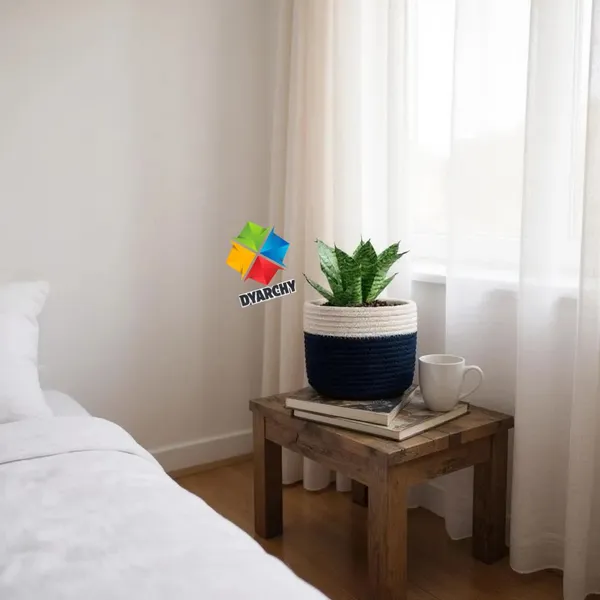 White_Blue_Two-Tone_Ceramic_Plant_Pot,_20_Cm_X_20_Cm,_Modern_Textured_Design_For_Indoor_Plants