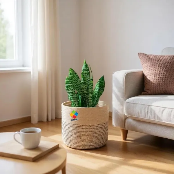 White_Lining_Two-Tone_Ceramic_Plant_Pot,_20_Cm_X_20_Cm,_Modern_Textured_Design_For_Indoor_Plants