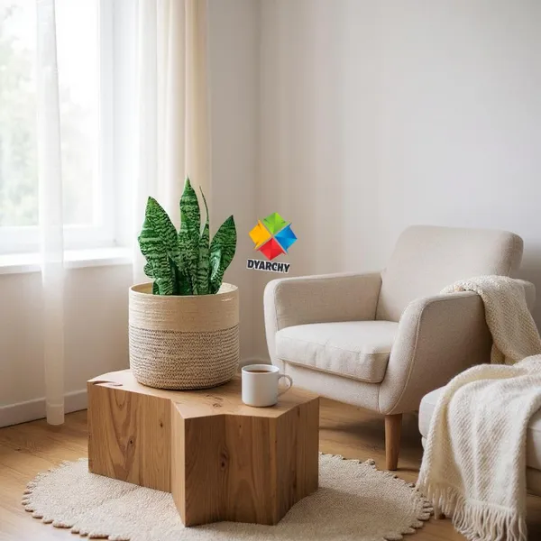 White_Lining_Two-Tone_Ceramic_Plant_Pot,_20_Cm_X_20_Cm,_Modern_Textured_Design_For_Indoor_Plants