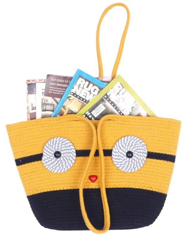 Yellow_&_Black_Large_Capacity_Cotton_Tote_Handbag_with_Zip__Casual_Shopping_&_Travel_Bag