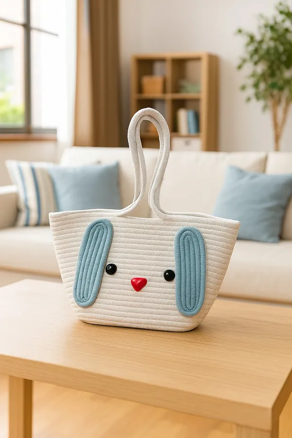Blue_&_White_Floppy_Ears_Handwoven_Basket_Handheld_Bag_(SMALL)