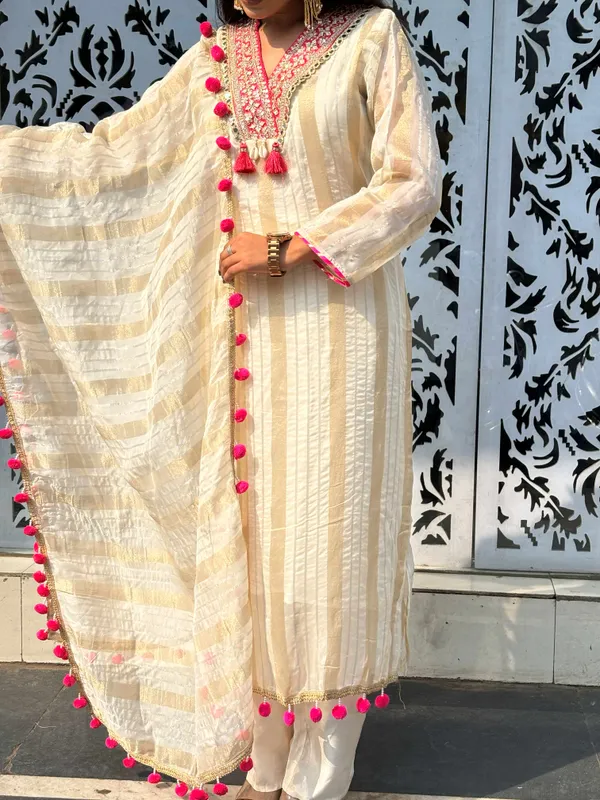 Ivory–gold_striped_kurta_set