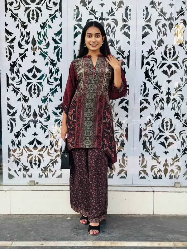 Maroon_Premium_Crepe_Co-Ord_Crape_For_Women