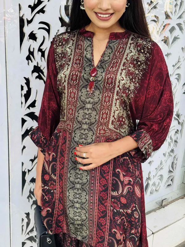 Maroon_Premium_Crepe_Co-Ord_Crape_For_Women