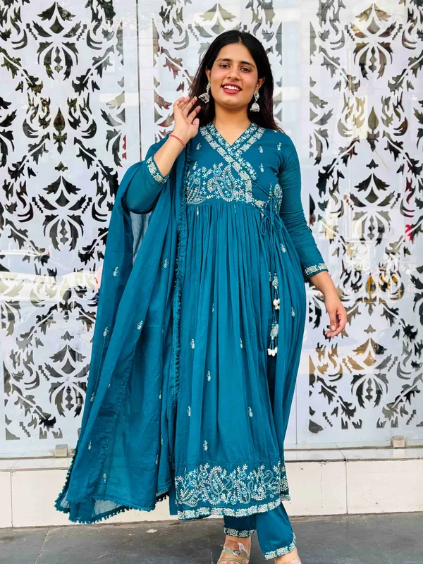 Teal_Blue_Soft_Cotton_Co-Ord_Set_For_Women