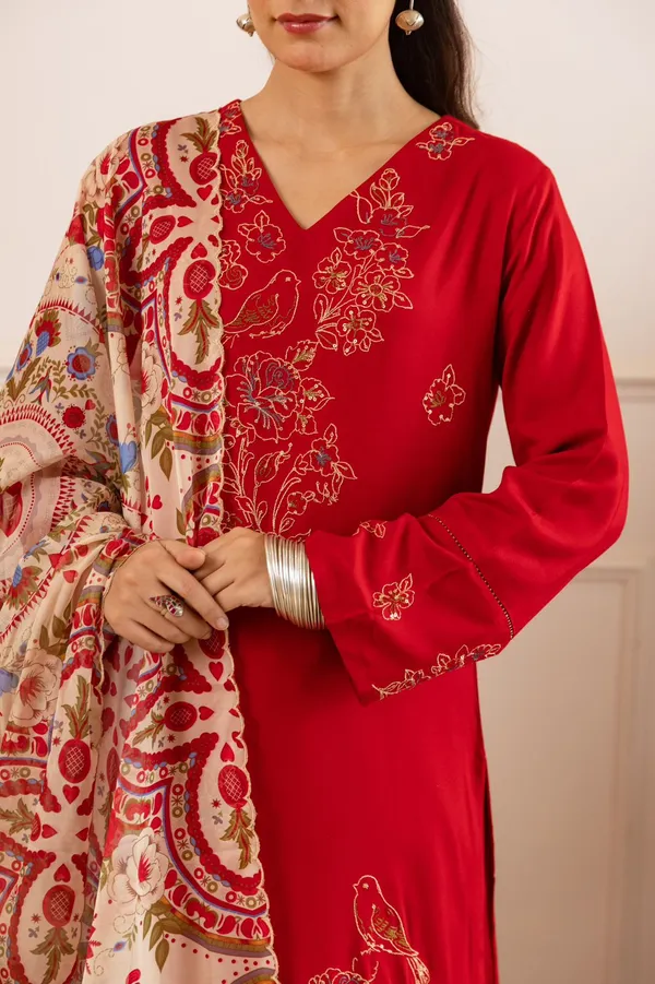 Red_Cotton_Kurti_For_Women