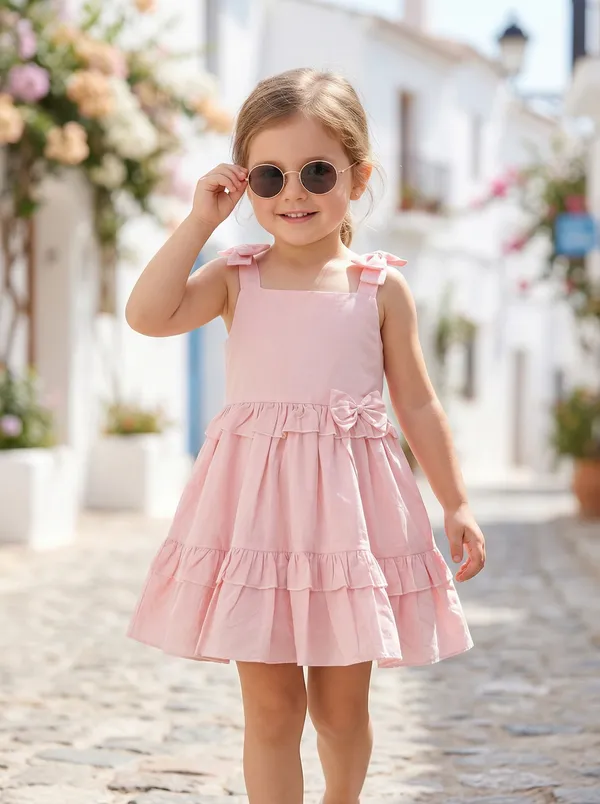 Rare Juniors Girls Solid Pink Cotton Flare Dress with Bow Price in India -  Buy Rare Juniors Girls Solid Pink Cotton Flare Dress with Bow online at  https://rarejuniors.com