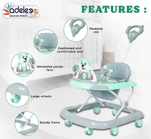 Green_Panda_Face_Baby_Musical_Activity_Walker_With_Height_Adjustable_And_Parental_Handle