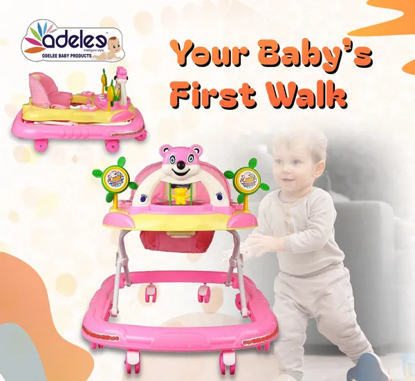 Pink_Baby_Musical_Activity_Walker_With_Height_Adjustable_For_Kids