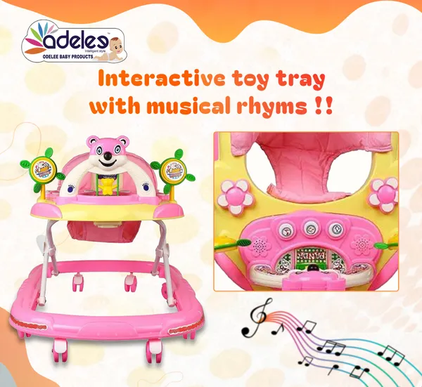 Pink_Baby_Musical_Activity_Walker_With_Height_Adjustable_For_Kids