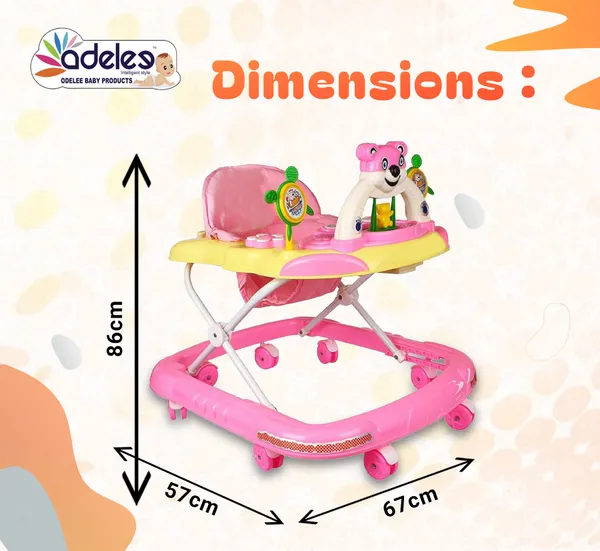 Pink_Baby_Musical_Activity_Walker_With_Height_Adjustable_For_Kids