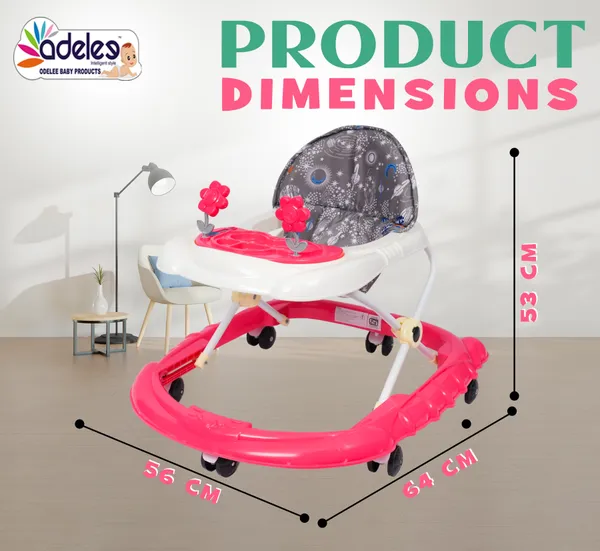 Pink_Feeding_Tray_Height_Adjustable_Walker_For_Kids