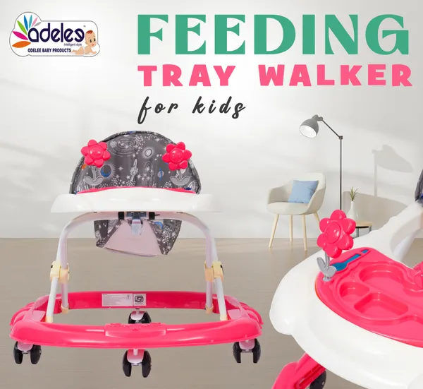 Pink_Feeding_Tray_Height_Adjustable_Walker_For_Kids