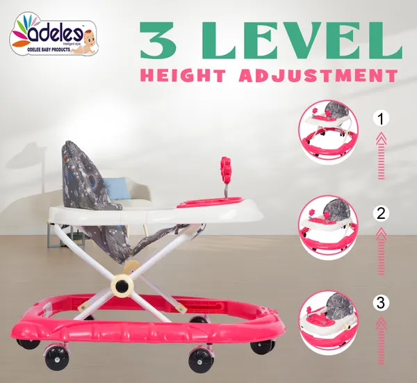 Pink_Feeding_Tray_Height_Adjustable_Walker_For_Kids