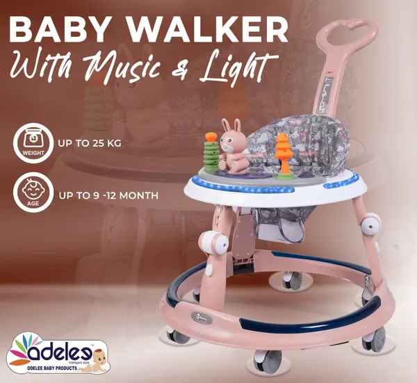 Pink_Baby_Musical_Activity_Walker_With_Height_Adjustable_For_Kids