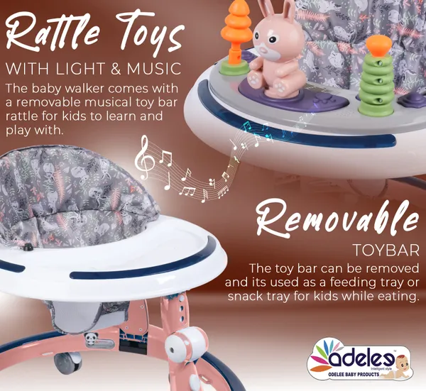 Pink_Baby_Musical_Activity_Walker_With_Height_Adjustable_For_Kids