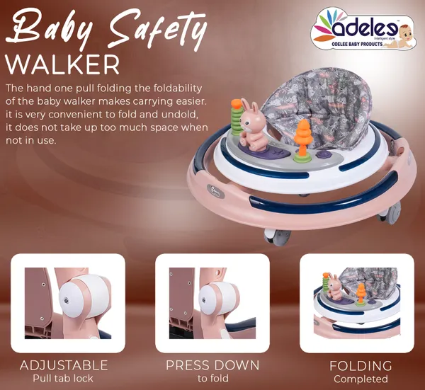 Pink_Baby_Musical_Activity_Walker_With_Height_Adjustable_For_Kids