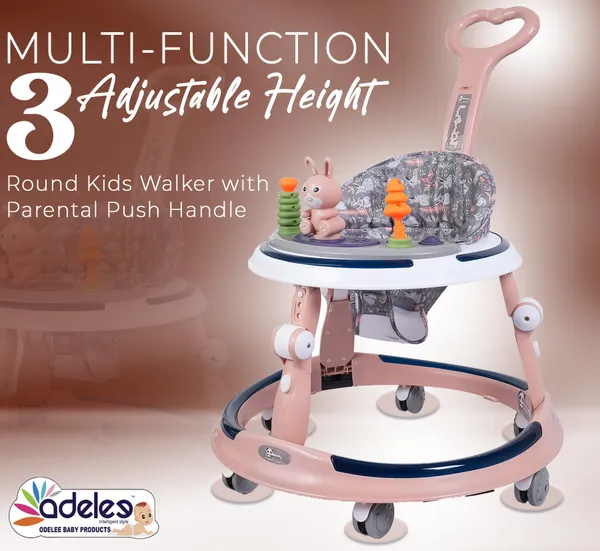Pink_Baby_Musical_Activity_Walker_With_Height_Adjustable_For_Kids