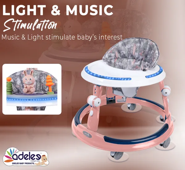 Pink_Baby_Musical_Activity_Walker_With_Height_Adjustable_For_Kids